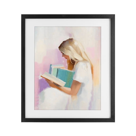 Stupell Industries Glam Book Lover Girl In White Black Framed Print Under Glass, 13 x 16, by The Prints Vibe