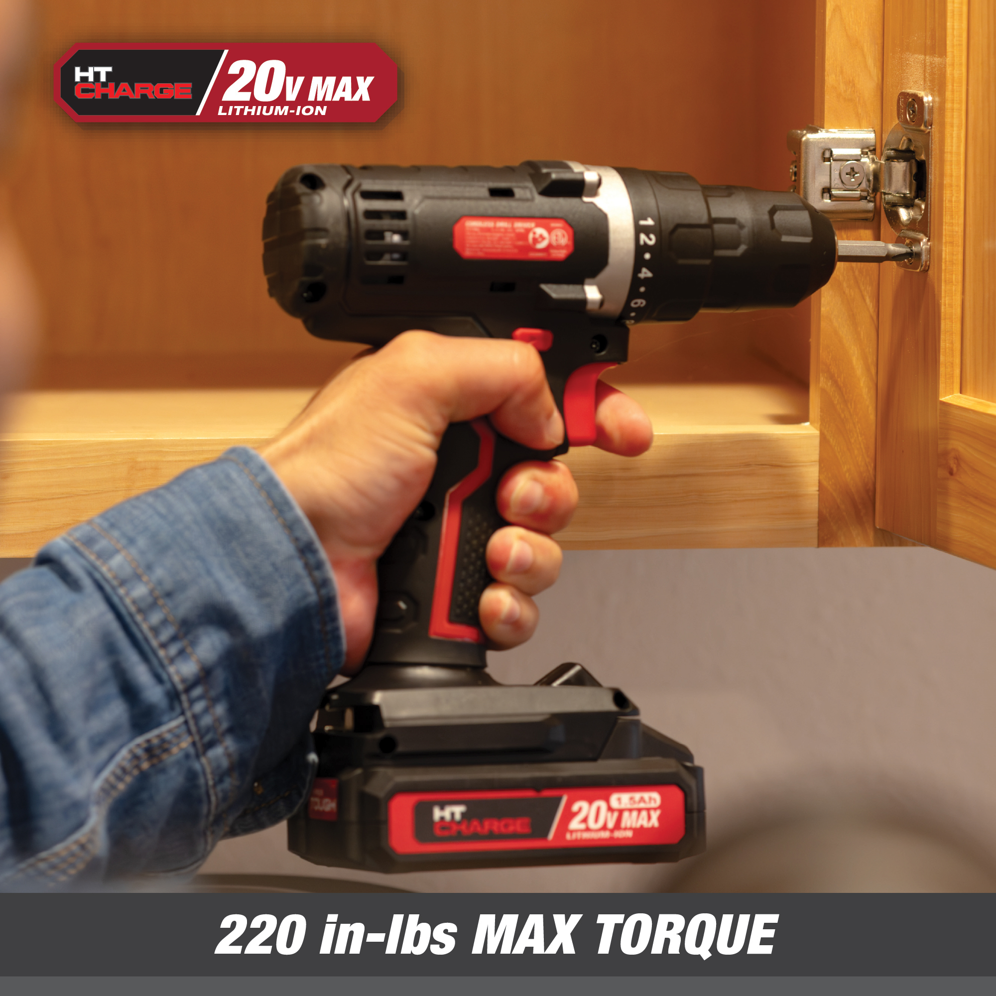 Kit de Taladro Inalámbrico de 20 Voltios Máx. Hyper Tough con Batería de Ión-Litio de 1.5Ah y Cargador, 70 Piezas 4