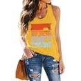 thumbnail image 2 of haizhen Racerback Tank Tops for Women Loose Fit Evening Sun Palm Tree Printed Sleeveless Athletic Running Vest Casual Summer Workout Clothes Yellow, XL, 2 of 5
