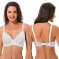 thumbnail image 3 of Curve Muse Semi-Sheer Balconette Underwire Lace Bra and Scalloped Hems (2 Pack)-Black,Cream-42DDD, 3 of 6