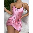 thumbnail image 5 of Heart Print Nightdress, Elegant Scoop Neck Criss Cross Back Sleep Dress, Women's Sleepwear & Dresses, 5 of 5