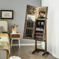 thumbnail image 4 of Costway LED Mirror Jewelry Cabinet Organizer Armoire Standing with Built-in 3 Color Light, 4 of 10
