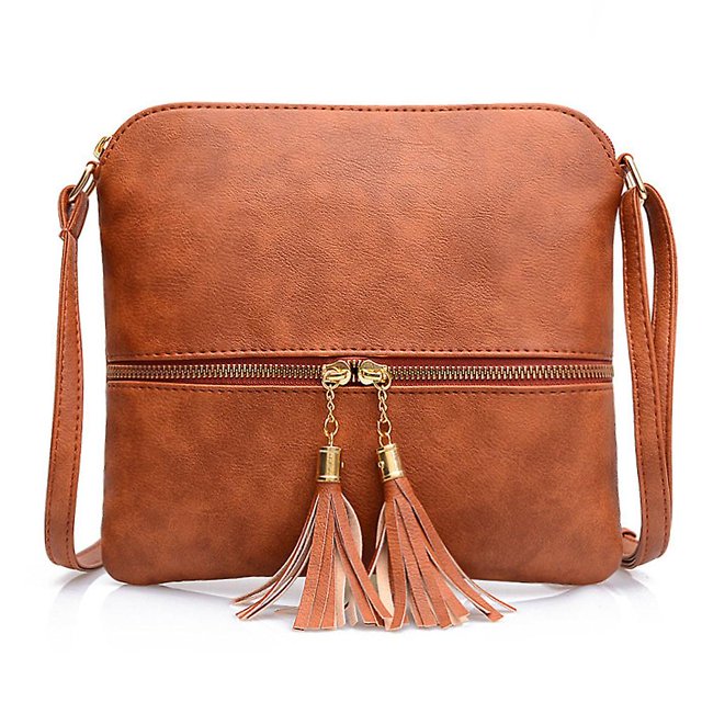 Bolso de mujer a la moda, bolso pequeño con borla, bandolera mensajero portátil informal, color blanco