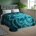 thumbnail image 2 of Immerse Yourself in Warmth with Our Double-Ply Sided Quilted Raschel Blanket - Weighted, Reversible, Cozy, and Ideal for All Seasons, Featuring a Chic Teal Floral Design with Wavy Lines, King,83*95in, 2 of 4