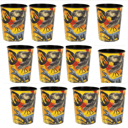 Jurassic World 3 Plastic Stadium Cup, 16oz (12 Pack) Reusable Party Cup - Perfect Kids Party Favors