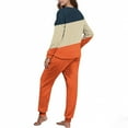 thumbnail image 4 of FNFYFH Womens Color Block Sweatsuit Fleece 2 Piece Outfit Long Sleeve Crew Neck Pullover and Jogger Set Soft Pajamas Sets, 4 of 7
