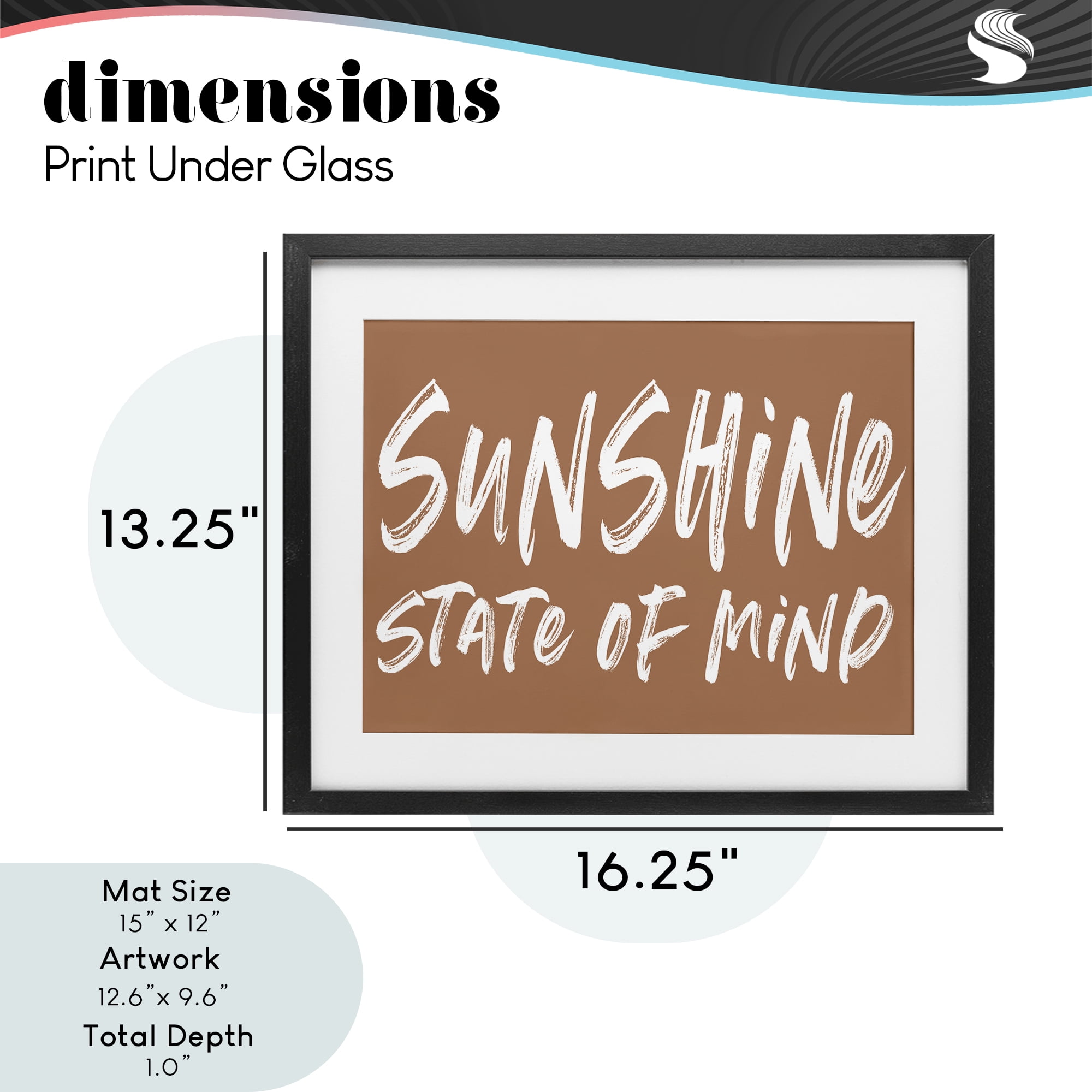 Summery Sunshine State Of Mind Black Framed Print Under Glass, design by Lettered and Lined