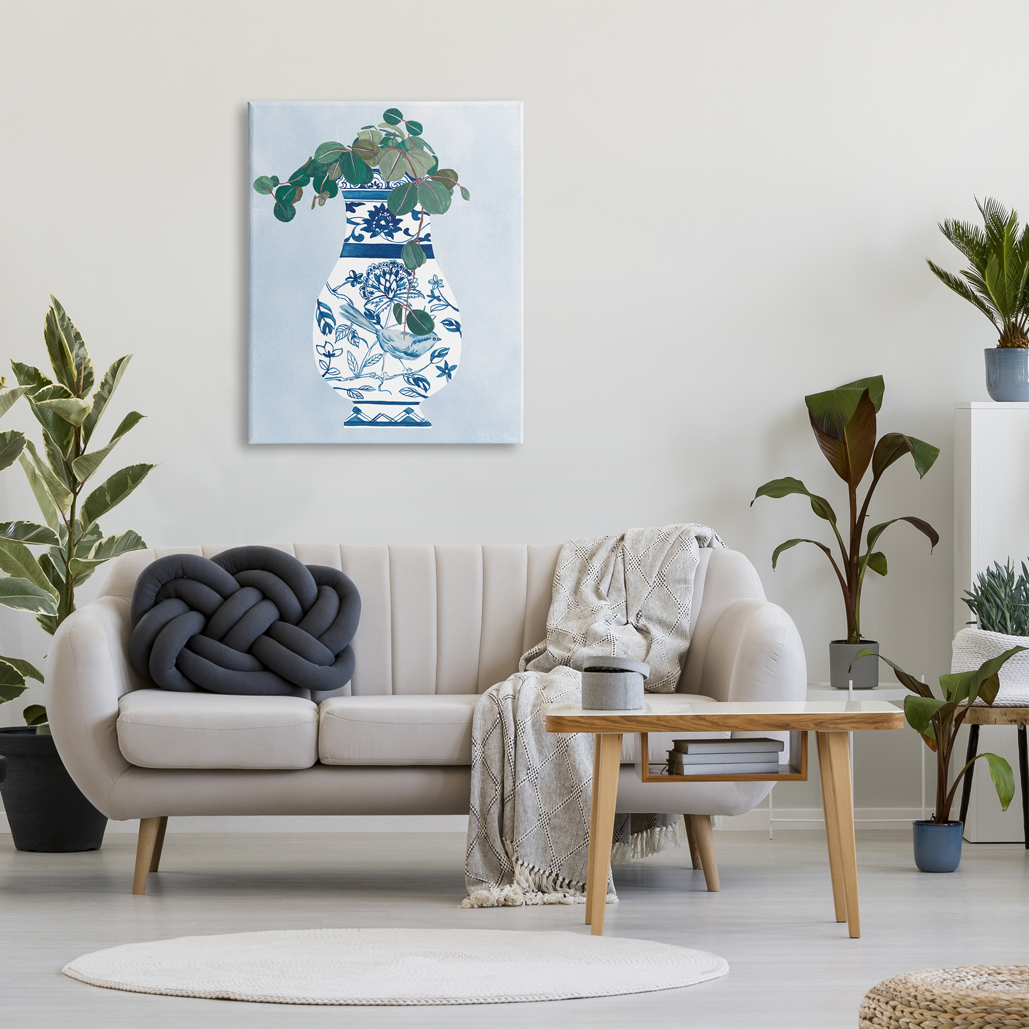 Stupell Industries Green Vine Plant Ornate Blue Bird Vase, 30 x 40, Design by Melissa WangÂ&nbsp;