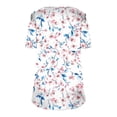 thumbnail image 4 of Amzcrzy Hauts pour Femmes Col Rond Manches Courtes Hauts de Printemps Été Hauts Tendance à Imprimé Floral Hauts Boho Décontractés Confortables Plissés Hauts de Sortie T-Shirts, 4 of 5