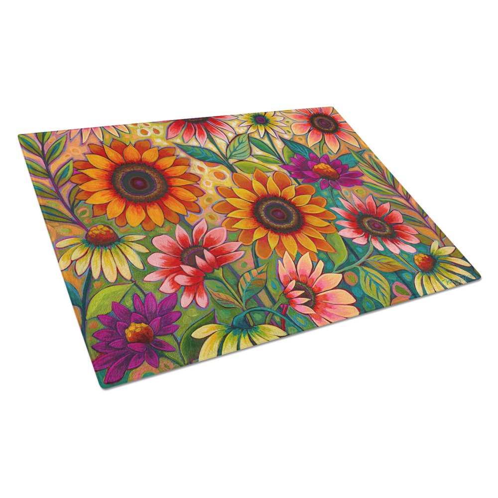 Fall Sunflower Surprise Glass Cutting Board Large