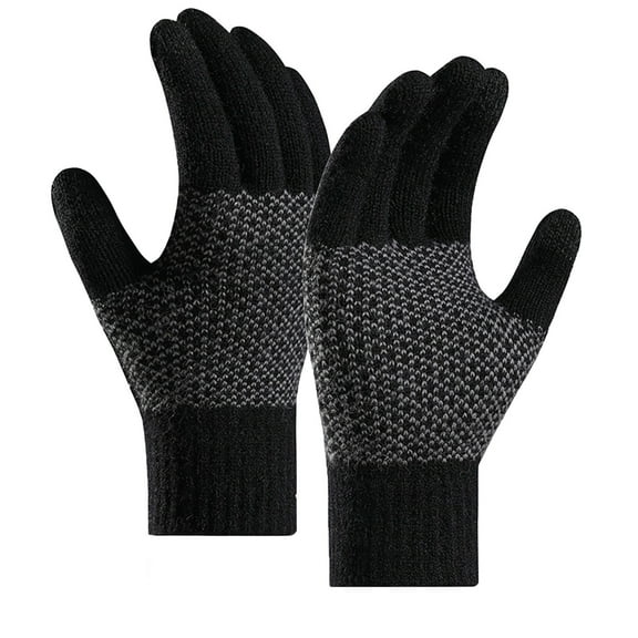 Hontri Gloves for Women Cold Weather Winter Men And Women Keep Warm Touching Screen Knit Gloves Elastic Cuff Soft Full Finger Gloves Mitten Gloves for Women Black