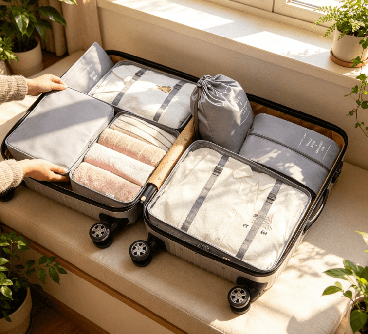 7 Set Travel Packing Cubes, Luggage Organizer Bags, Multi-Size Storage Pouches for Clothes, Shoes, Underwear, Cosmetics, Suitcase Organizer for Travel