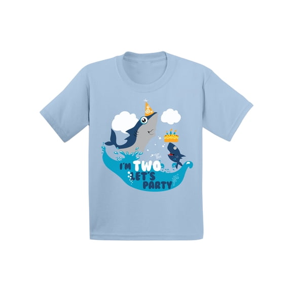 Awkward Styles 2nd Birthday Shirt Shark Bithday Party Cute Shark Tshirts for Toddlers Birthday Gifts for 2 Year Old Boys and Girls Shark T shirt Kids 2nd Birthday Party Funny Shark Gifts