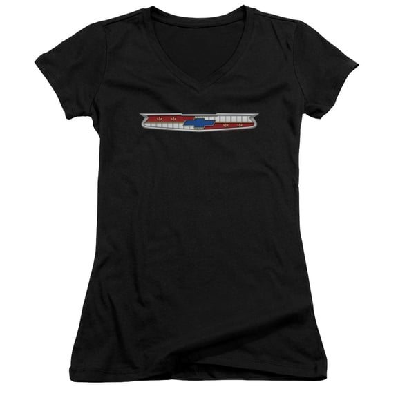 Chevrolet 56 Bel Air Emblem Junior Women's T-Shirt V-Neck Black