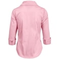 thumbnail image 3 of J. METHOD Women's Button Down Shirt 3/4 Sleeve Roll Up Stretch Collar Office Work Formal Casual Basic Blouse Top NEWT01 Pink S, 3 of 6
