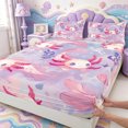 thumbnail image 4 of Manfei Colorful Axolotl King Sheets,Ocean Themed Salamander Bedding,4 Pieces,1 Flat Sheet,1 Fitted Sheet and 2 Pillowcases, 4 of 6