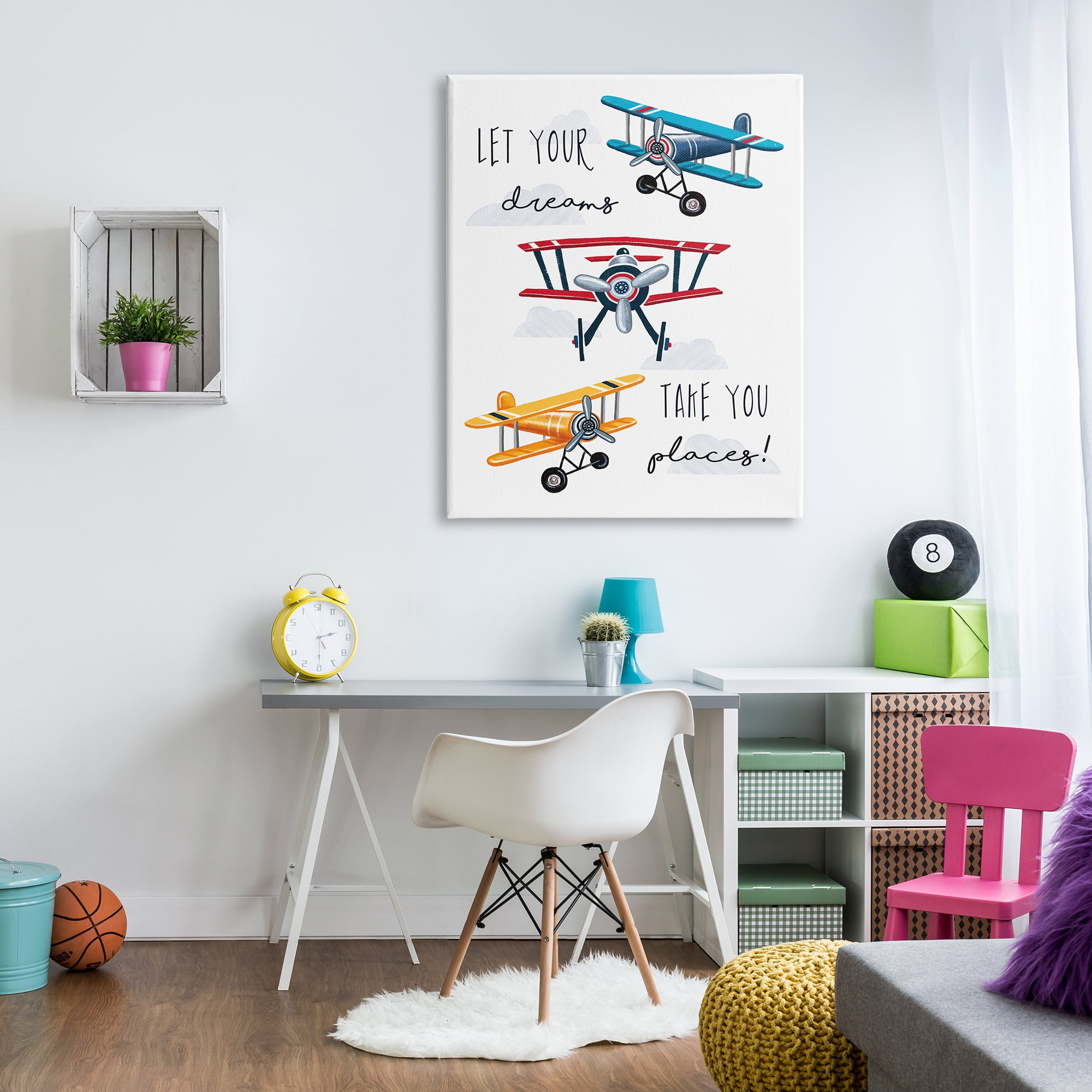 Stupell Indtries Let Your Dreams Take You Places Phrase Airplanes,36 x 48,Design by Elizabeth Tyndall