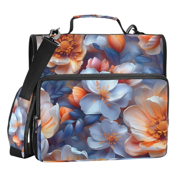 ALAZA Zipper Binder Flower Patern4 3 Ring Trapper Keeper File Folder Organizer Bag