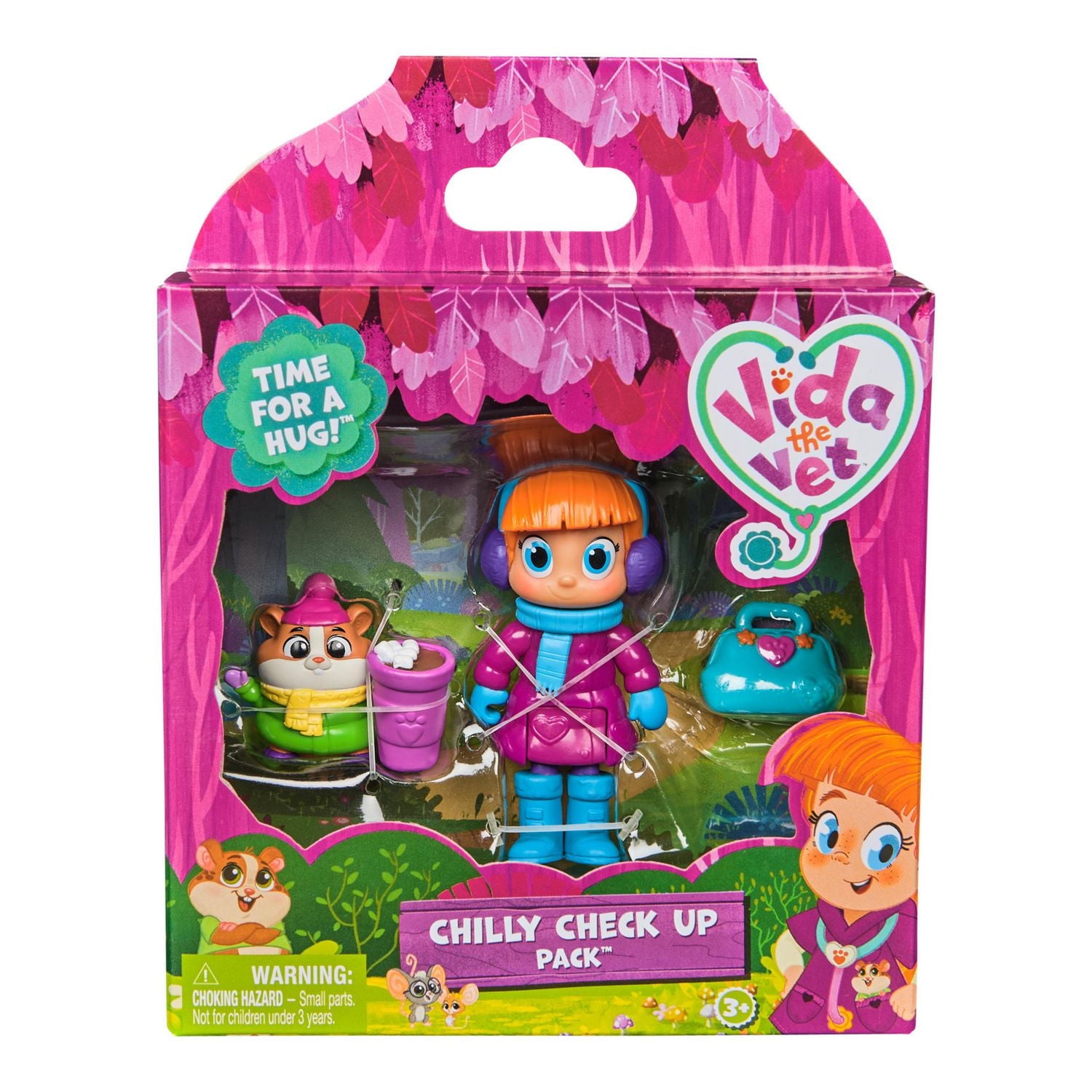 Vida la Véto, Coffret Diagnostic hivernal avec figurines articulées Vida et Popcorn et mallette de vétérinaire de Vida, jouets pour filles et garçons à partir de 3 ans