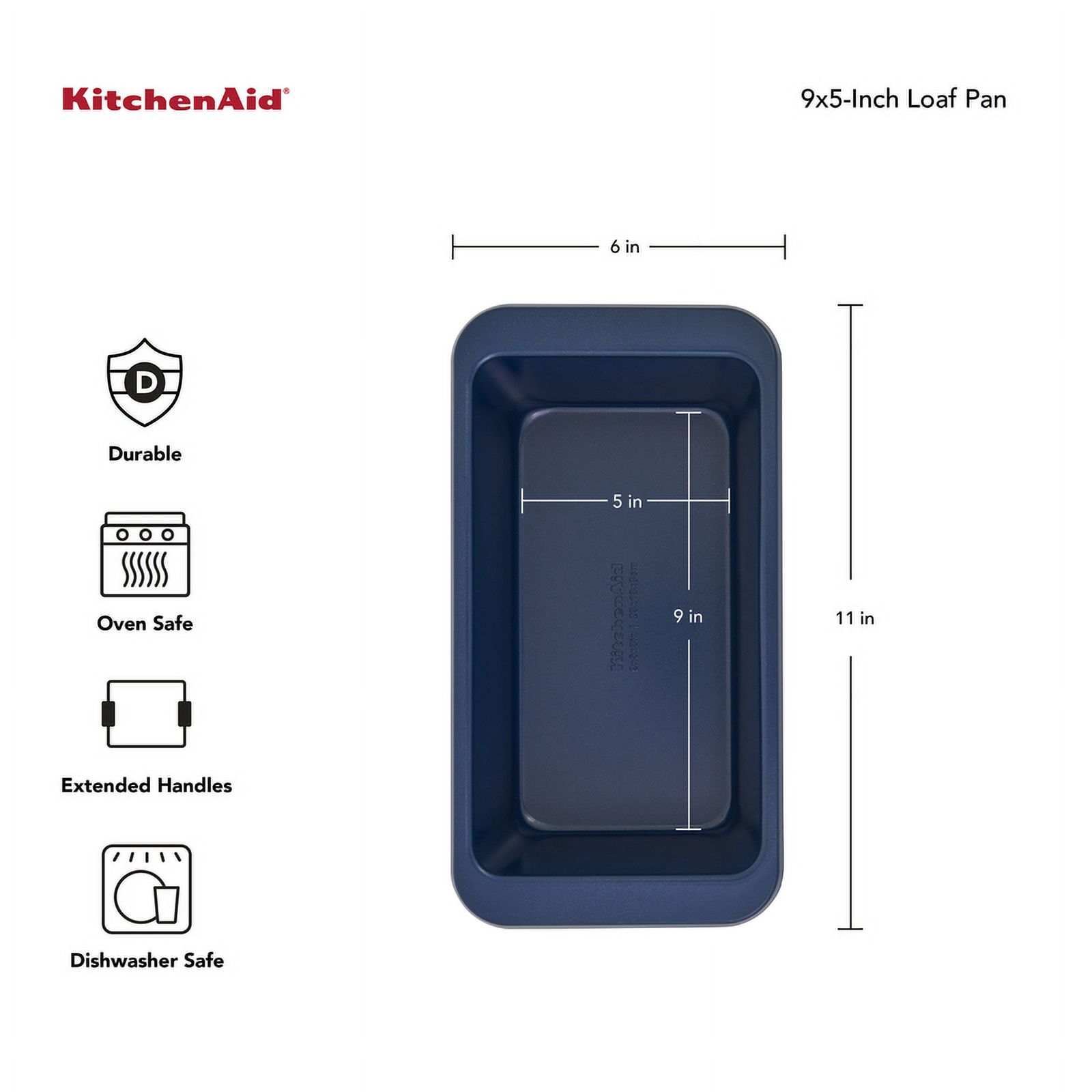 KitchenAid 0.6 Non-Stick Aluminized Steel 9X5 inch Loaf Pan Ink Blue - image 3 of 4