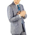 thumbnail image 3 of Adam Baker Needle & Stitch by Men's NS2P-705 100% Linen Modern Fit Single Breasted 2-Piece Pin Stripe Suit - Blue - 38S, 3 of 3