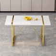 thumbnail image 3 of Noble House 55" Retro Wood Grain Dining Table, Rectangle MDF Top 1.5" Thick with gold Metal Legs, for Kitchen & Dining Room, 3 of 9