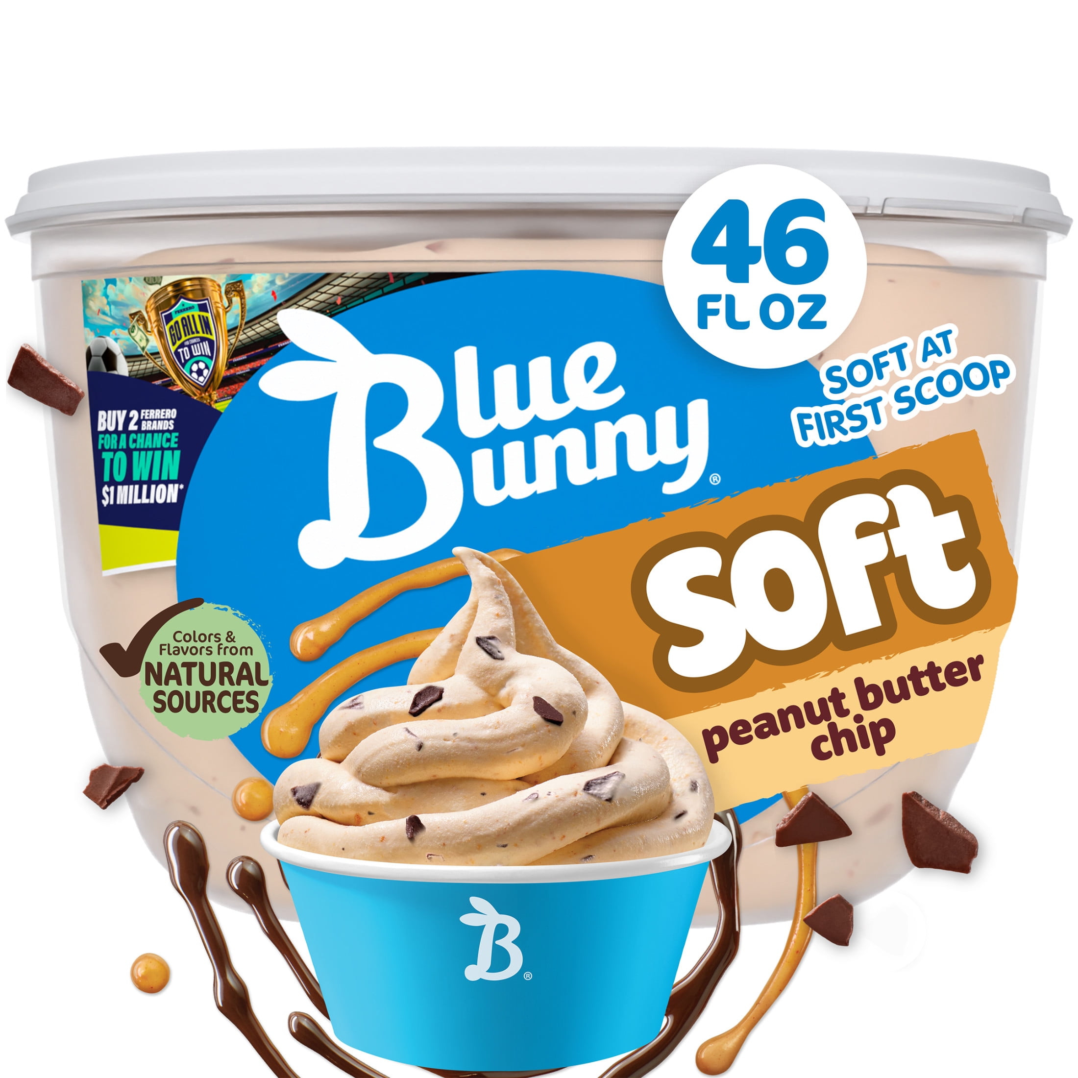 Blue Bunny Soft Chocolate Flavored Peanut Butter Chip Frozen Dessert, 46 fl oz