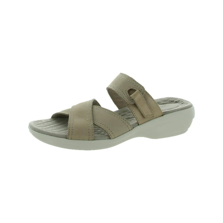 Clarks Womens Alexis Art Leather Slip On Slide Sandals Beige 8