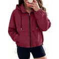 thumbnail image 2 of Ihhxva Jacket for Women Hooded Windbreaker with Drawstring Zip-Up Outerwear, Lightweight Rain Coat Pockets Outdoor Activities S-2XL, 2 of 9