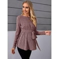 thumbnail image 3 of DOPI Women's Maternity Shirts Casual Long Sleeve Tie Front Ribbed Knit Pregnancy Tee Top, 3 of 6
