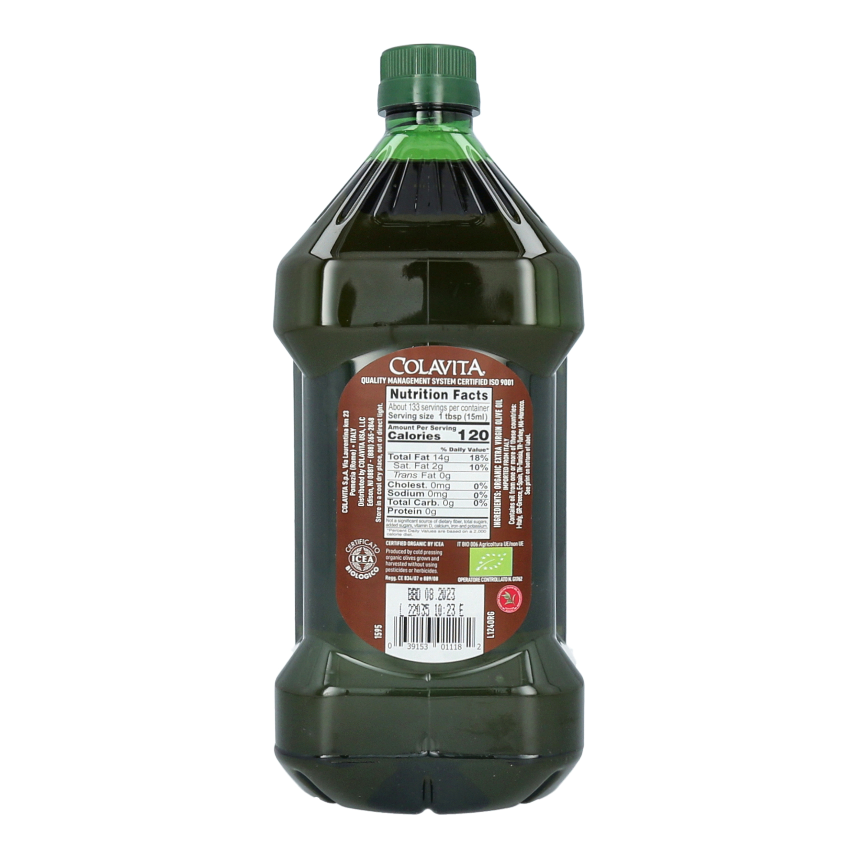 Colavita Organic Extra Virgin Olive Oil, First Cold Pressed, Imported from Italy, 2 Liters