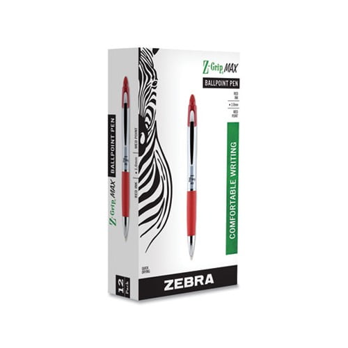 Z-Grip MAX Retractable Ballpoint Pen Medium 1mm, Red Ink, Silver Barrel, Dozen