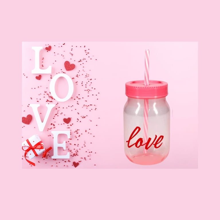 16 Oz Valentine Coffee Cups 2-Pack Heart Pattern Glass Tumbler Set With  Bamboo Lids & Straws - 16 Oz Clear Iced Coffee Cups, Valentine's Gift For  Couples (Pink) Reusable Glass Straw Cup Set