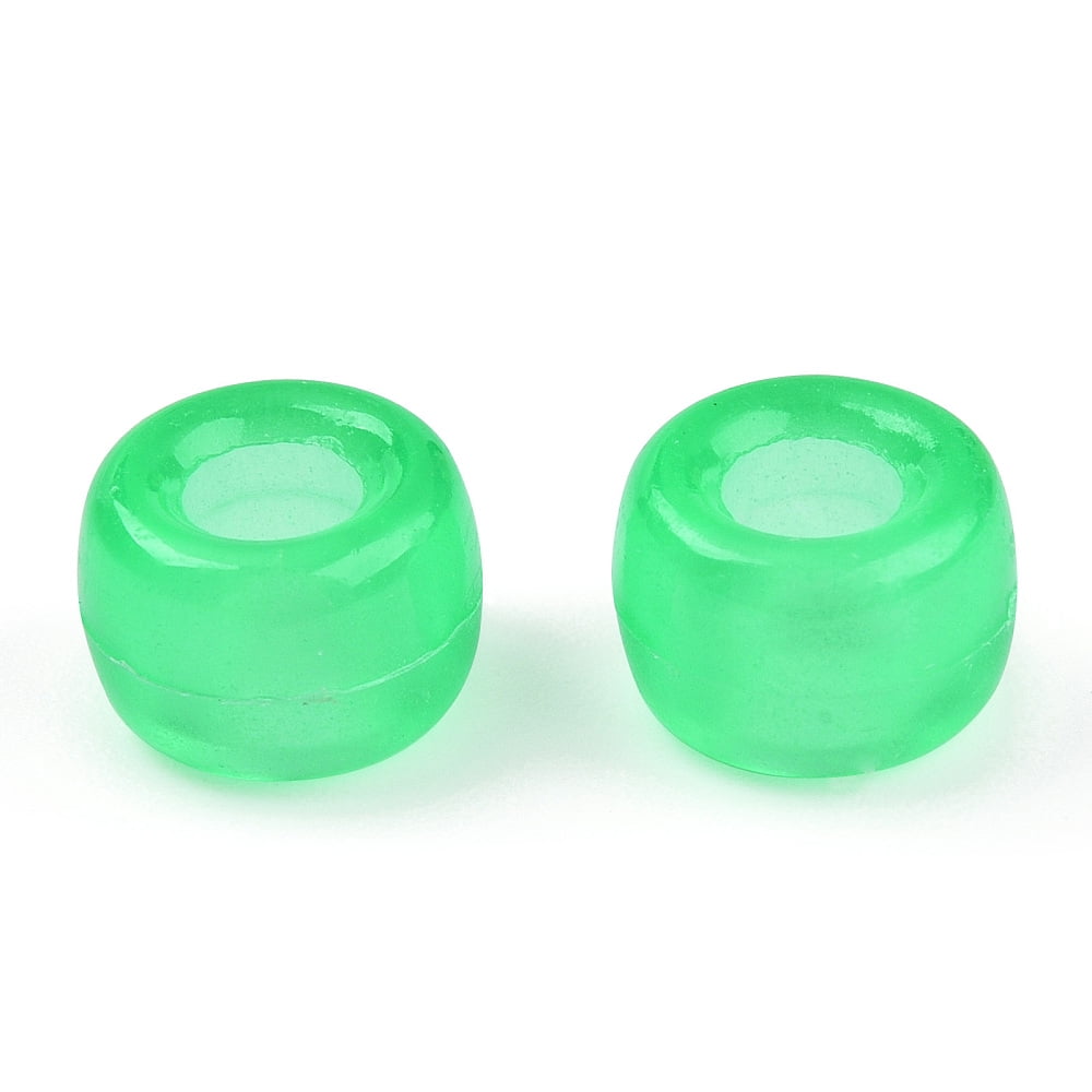 500 g Transparent & Luminous Plastic Beads Frosted Crow Beads Pony Beads Glow in the Dark Barrel Spring Green 9x6mm Hole: 3.8mm about