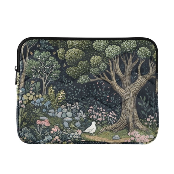 FORMRS 13-13.3 inch Laptop Sleeve Case Soft Carrying Quilted Computer Bag Cover, Green Forest Scene