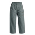 thumbnail image 5 of FRSASU Women's Wide Leg Capri Pants Elastic Waist Casual Loose Lounge Summer Flowy Beach Vacation Trousers Gray-A, 5 of 6