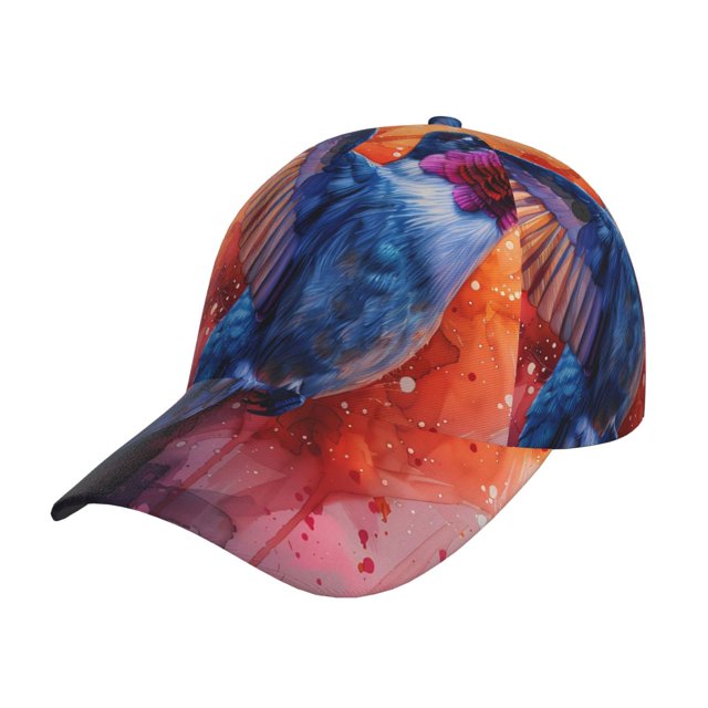 Fotbe Vibrant Hummingbird Watercolor Art Gorro Clásico de Béisbol, Gorra Ajustable con Broche Snapback, Gorro de Exterior de Algodón Suave