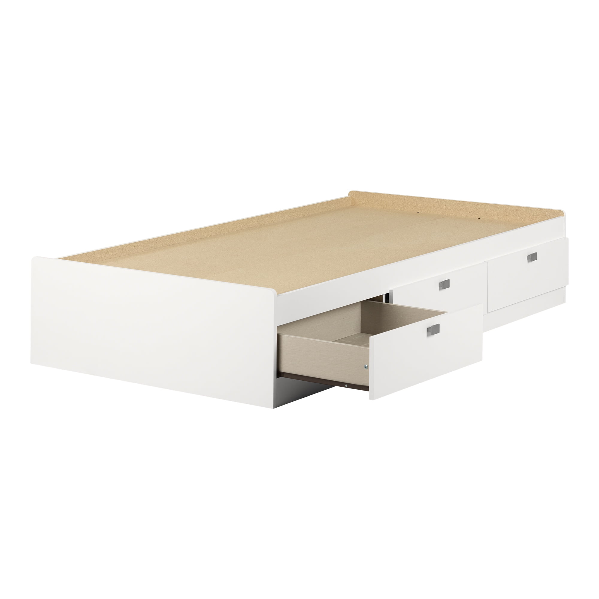 South Shore Spark Twin Mate's Platform Storage Bed with 3 Drawers, in Pure White
