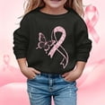 thumbnail image 2 of Hpapadks Crewneck Sweatshirts Kids Breast Cancer Graphic Crewneck Long Sleeve Pullover Sweatshirt Black 11-12 Years, 2 of 4