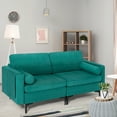 thumbnail image 2 of Costway Causeuse Moderne Canapé 2 Places avec 2 Coussins Cylindriques Poche de Rangement Latérale Sarcelle, 2 of 10