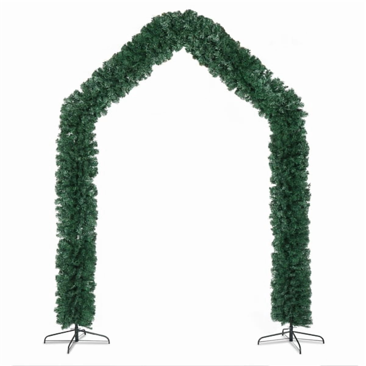 PVC Christmas Arch Decoration, 1650 Branches, Steel Brackets for Stability, Realistic Green Design, Reusable for Christmas/Wedding/Party