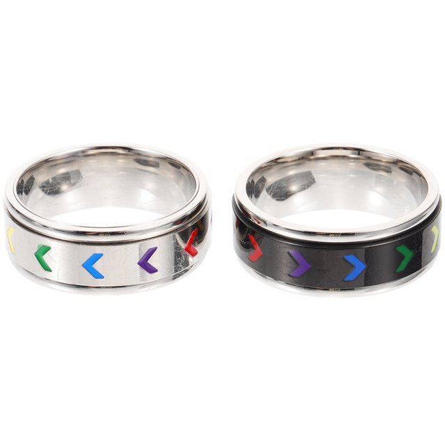 BRIGHTFUFU 2pcs anillos LGBT anillo lesbiano decorativo anillo arco iris anillo orgullo lgbt anillo de arco iris lgbt