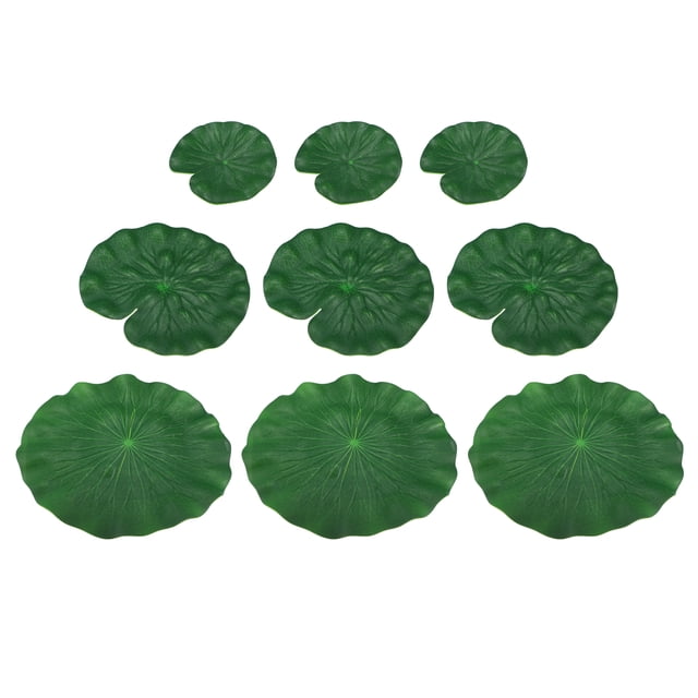 Unique Bargains 9pcs Garden Ponds Pool Decoration Artificial Lotus Leaves Green 3.9'