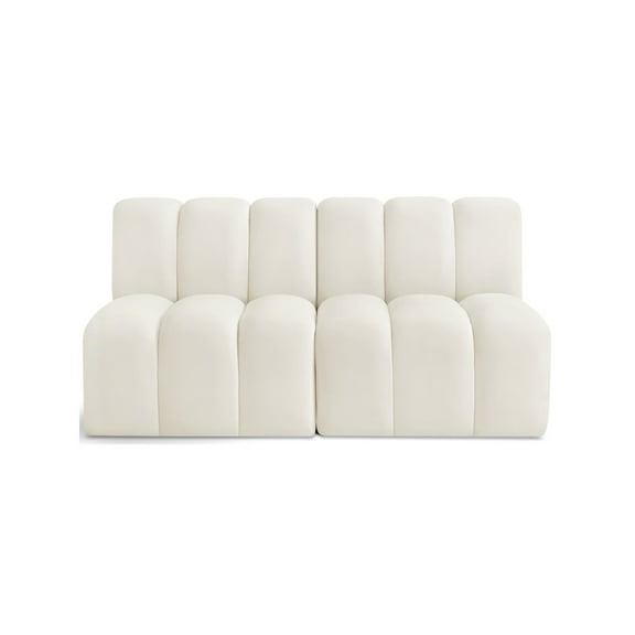 Meridian Furniture Arc Cream Velvet Modular Sectional