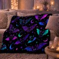 thumbnail image 6 of Whimsical Nocturnal Bat Celestial Stars Design, Playful Celestial Art Scene, Warm Flannel Blanket for Living Room and Bedroom, Celestial Art Lovers Housewarming Gift, Fantasy Home Decor, 6 of 8