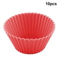 thumbnail image 1 of Molde de pastel de silicona Naiovety 10 unids/set en forma redonda para hornear magdalenas Rojo, 1 of 6
