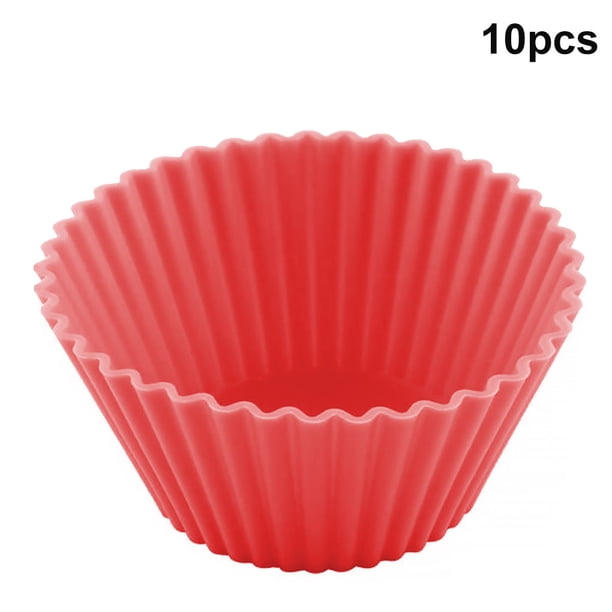 Toystoory 10 unids/set molde de pastel de silicona en forma redonda moldes para hornear magdalenas cocina utensilios para hornear fabricante DIY Rojo