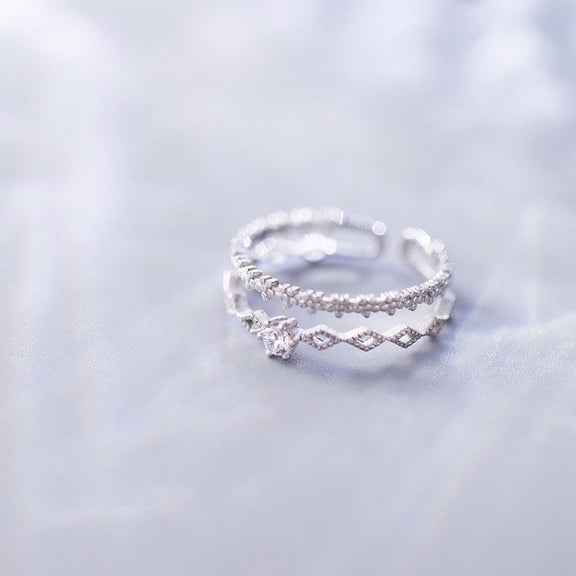 Adjustable Opening Ring for Women with Double Diamond and Single Band Design Fashionable Jewelry Ring Suitable for Most People Elegant Finger Ring