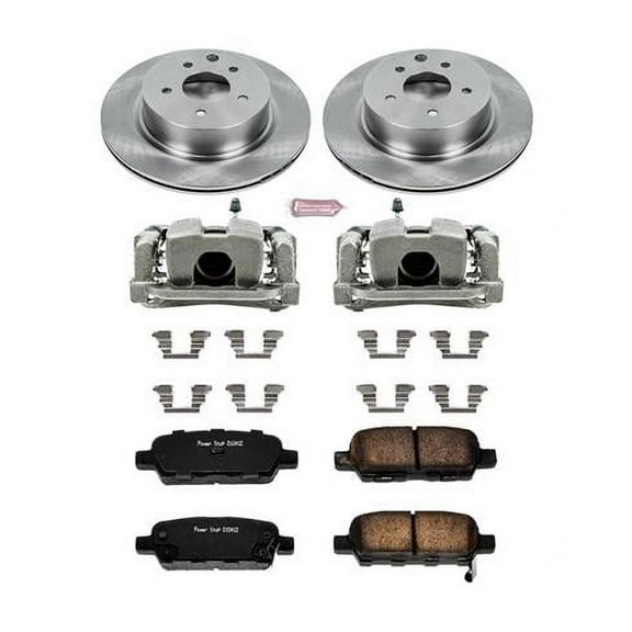 PowerStop Rear Stock Replacement Brake Pad and Rotor Kit with Calipers Fits: INFINITI NISSAN Select Models KCOE179