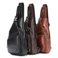 thumbnail image 3 of Bolso de pecho de cuero vertical de estilo europeo y americano para hombre, bolso de mensajero deportivo informal para hombre, bolso de hombro de piel de vaca retro, 3 of 6